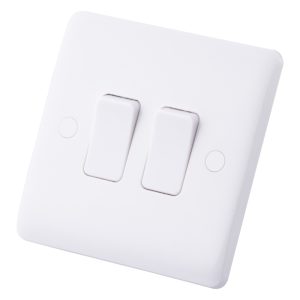 10AX 2 Gang 2 Way Light Switch White