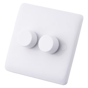2 Gang 40-400W (3-100W) Leading Edge LED Dimmer White