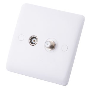1 Gang Coaxial and Satellite Socket White - Image 1