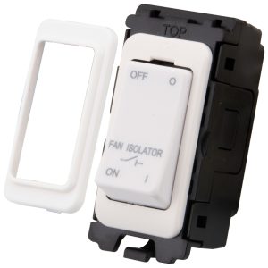 10A Triple Pole Fan Isolator Switch Grid Module White - Image 1