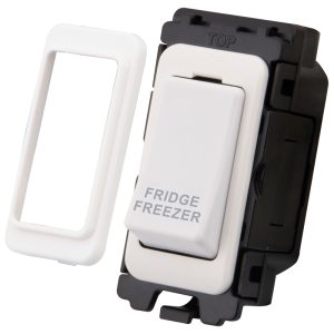 20A DP Switch Grid Module Printed Fridge Freezer White - Image 1