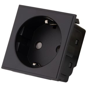 50mm x 50mm 16A Euro Socket Module Black - Image 1