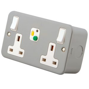 13A 2 Gang RCD Protected Socket Metal - Image 1