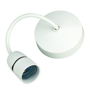 150mm 6" E27 Ceiling Pendant Set White - Image 1