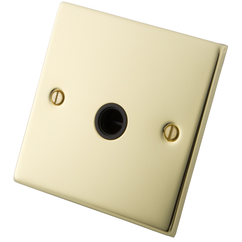 20A Flex Outlet Black Insert Polished Brass - M2 Electrical