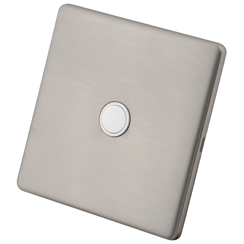 20A Flex Outlet White Insert Brushed Stainless Steel Screwless - M2 ...