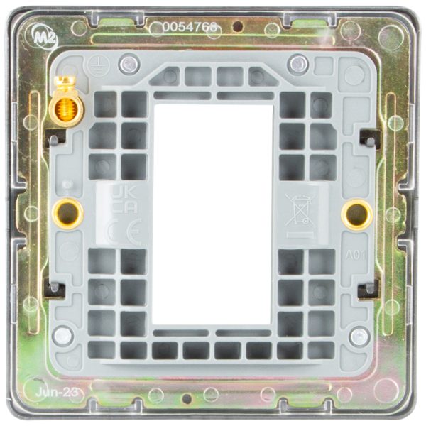1 Gang 1 Module Media Plate Grey Insert Gunmetal Screwless - M2 Electrical