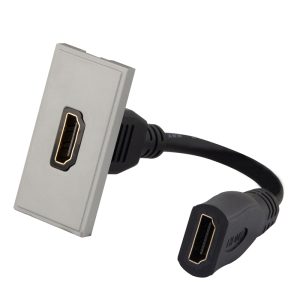 25mm x 50mm HDMI Mounted Socket Grey - Image 1