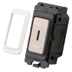 20A DP Grid Module 2 Way Key Switch EMG LTG Brushed Stainless Steel - Image 1