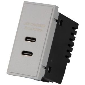 25mm x 50mm Dual USB Type C 3.1mA Grey - Image 1