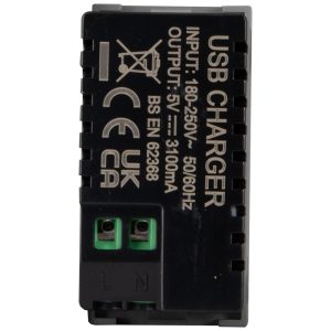 25mm x 50mm Dual USB Type C 3.1mA Grey - Image 2